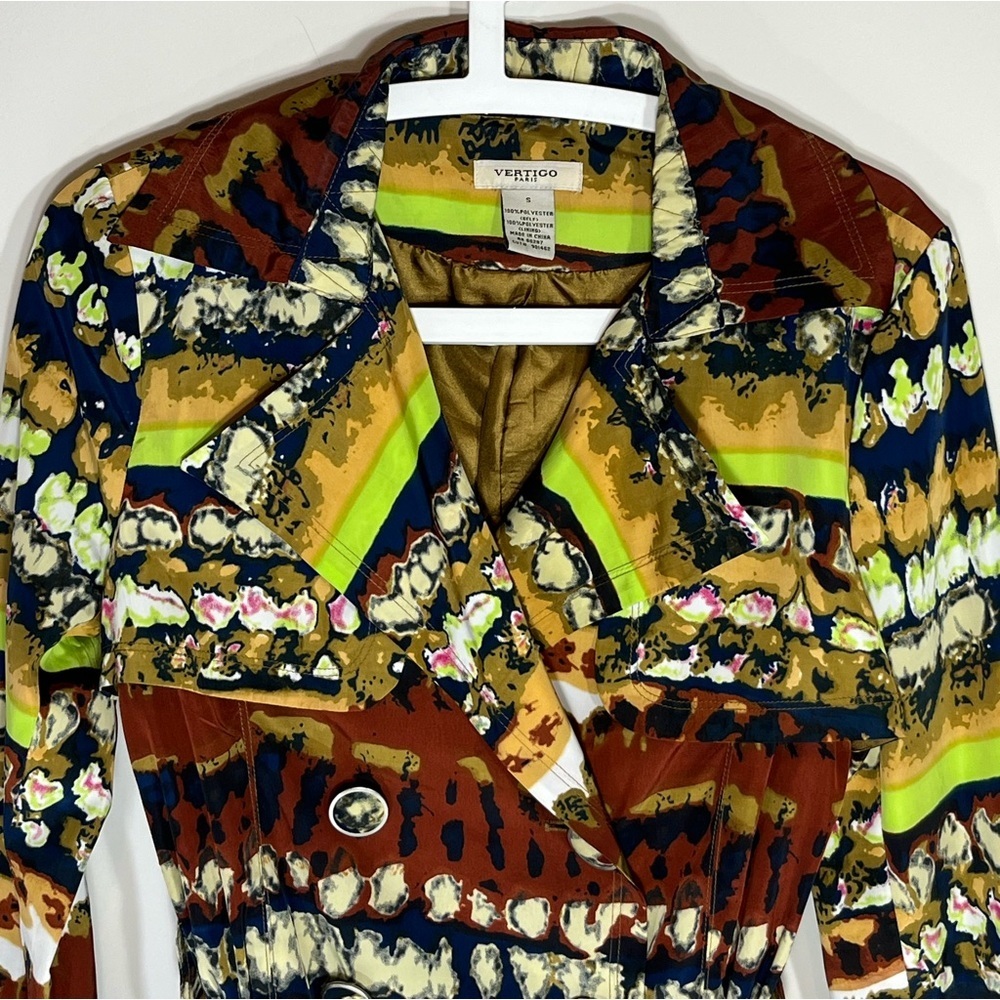 Trench Peacoat by Vertigo Paris, Colorful Versatile Lightweight Small - Picture 3 of 12